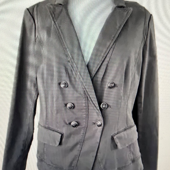 WHITE HOUSE BLACK MARKET DOUBLE BREASTED MILITARY STYLE BLAZER GRAY/TAUPE SIZE 8 - Picture 4 of 9